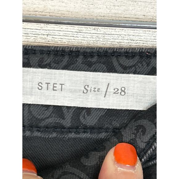 Pilcro Anthropologie Women’s 28 Stet Black Floral Print Straight Denim Jeans - Picture 3 of 8